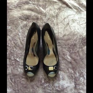 Coach Temple Peep Toe Wedge Black - image 1